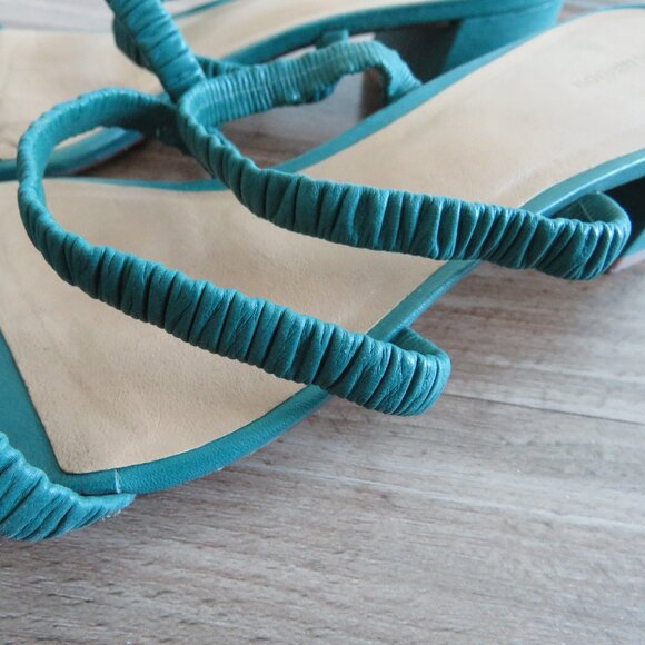 REFORMATION Assunta Strappy Block Heel Mule Slip On Sandals Shoes in Green Sz 8 - Picture 5 of 13